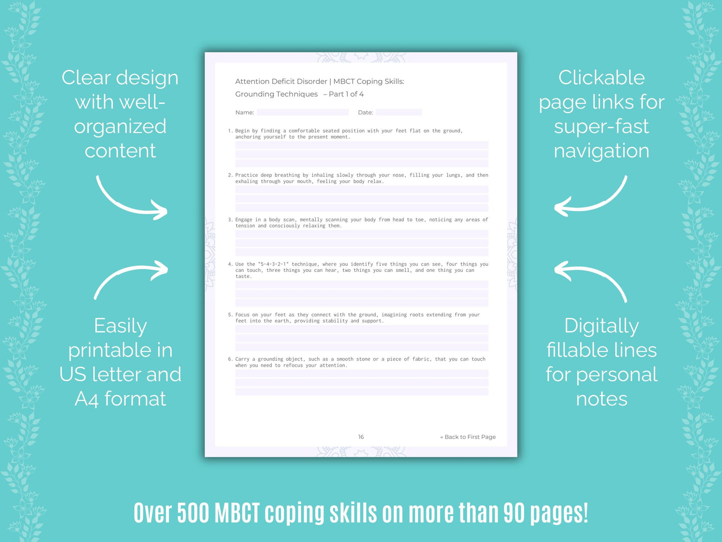 Attention Deficit Disorder (ADD) Mindfulness-Based Cognitive Therapy (MBCT) Counseling Templates