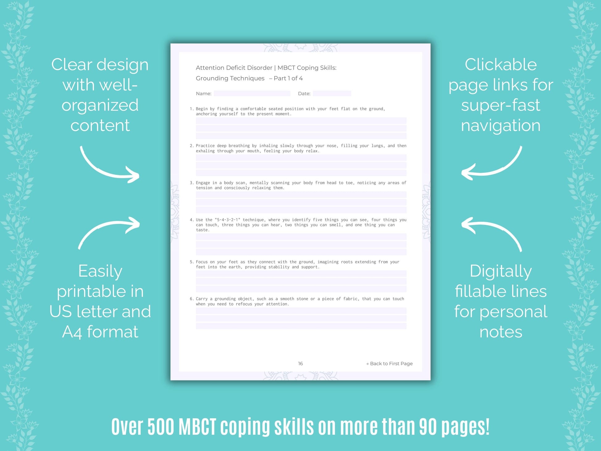 Attention Deficit Disorder (ADD) Mindfulness-Based Cognitive Therapy (MBCT) Counseling Templates
