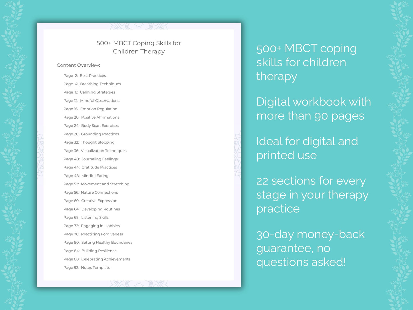 Children Mindfulness-Based Cognitive Therapy (MBCT) Therapist Worksheets