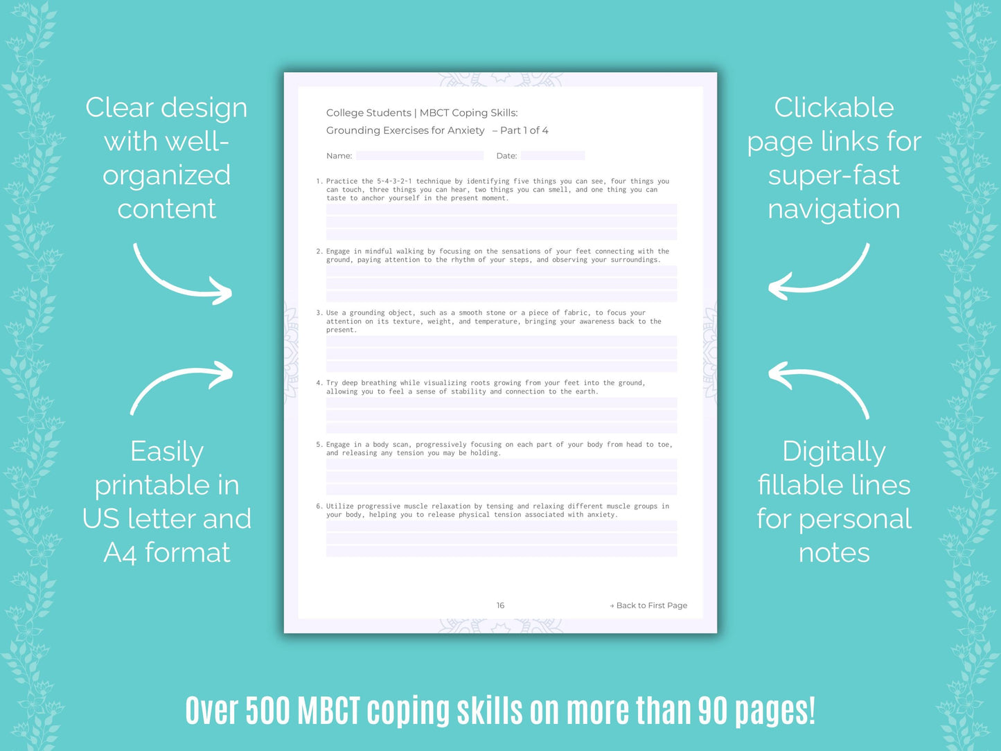 College Students Mindfulness-Based Cognitive Therapy (MBCT) Counseling Templates