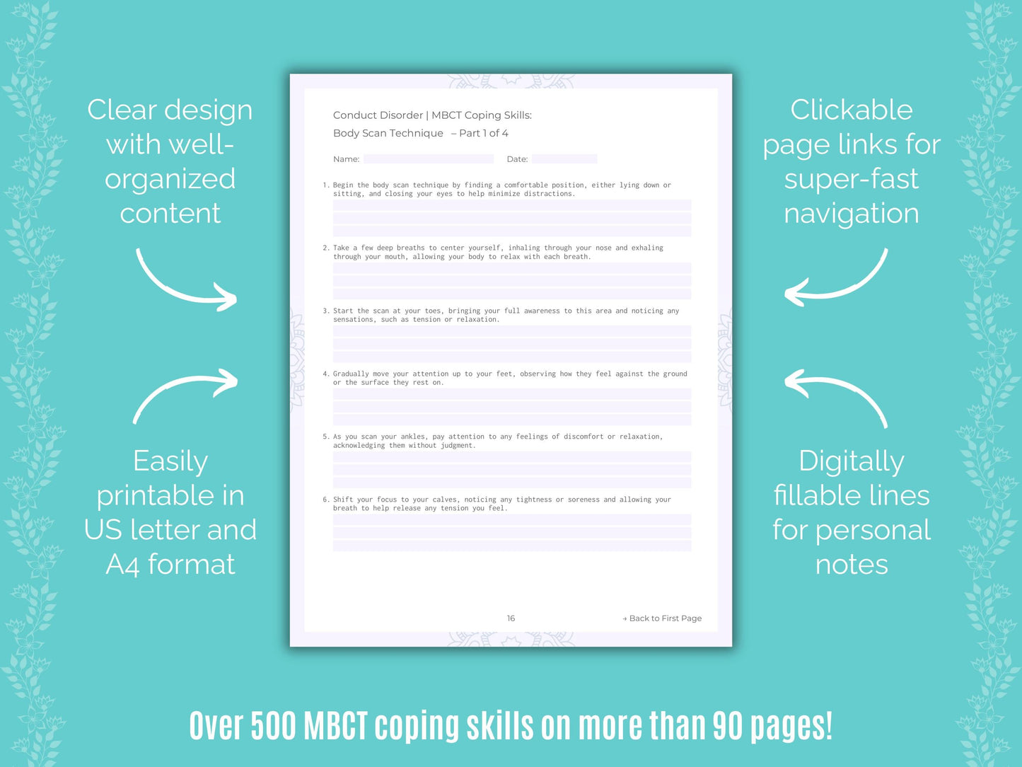 Conduct Disorder Mindfulness-Based Cognitive Therapy (MBCT) Counseling Templates