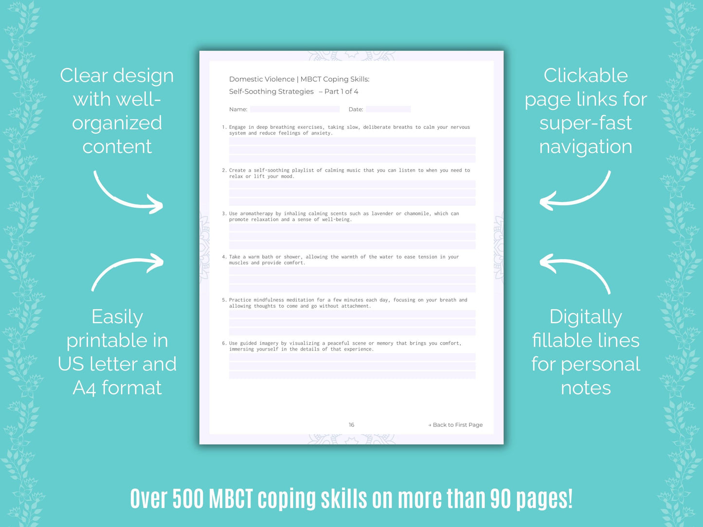 Domestic Violence Mindfulness-Based Cognitive Therapy (MBCT) Counseling Templates