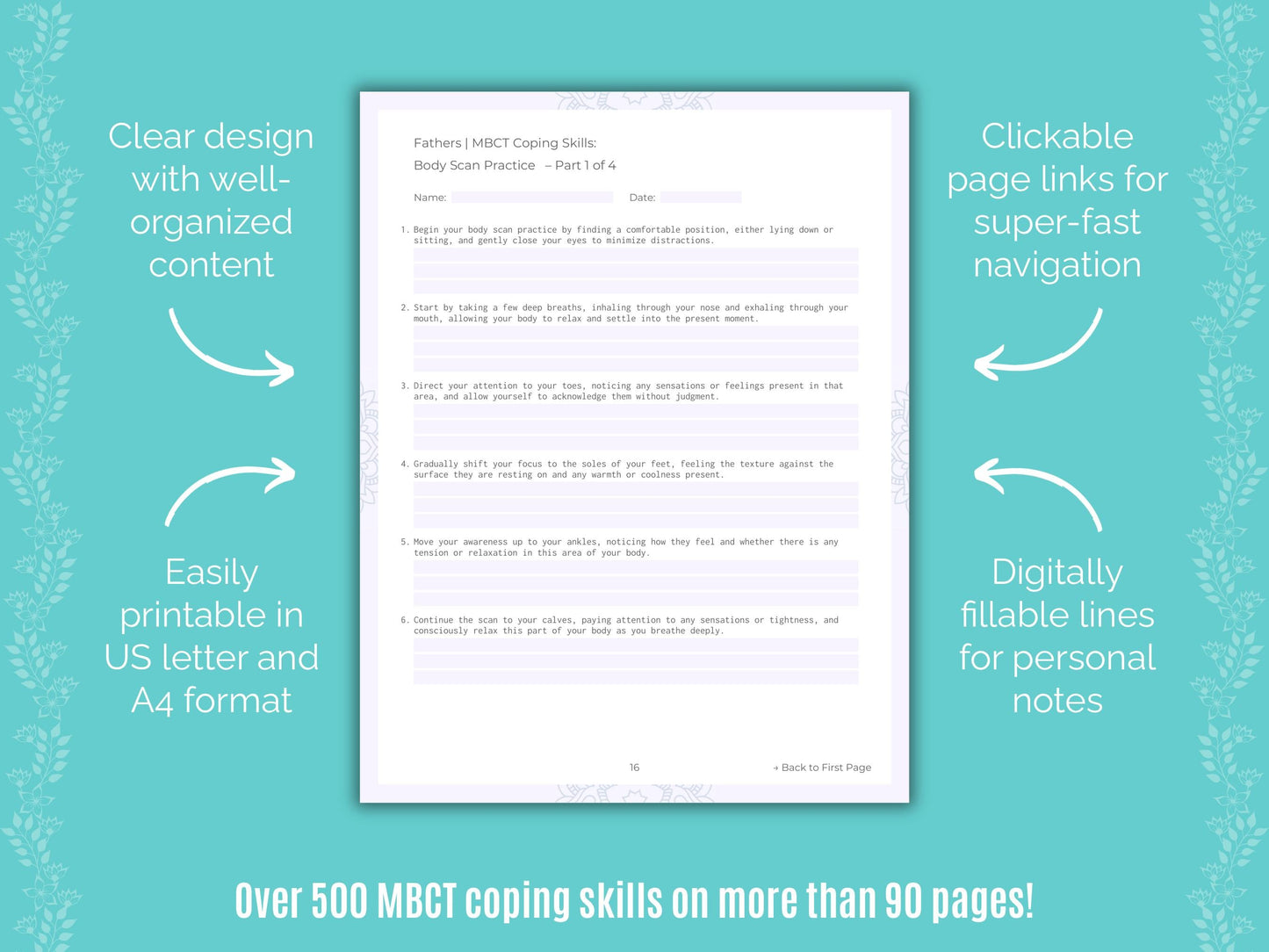 Fathers Mindfulness-Based Cognitive Therapy (MBCT) Counseling Templates