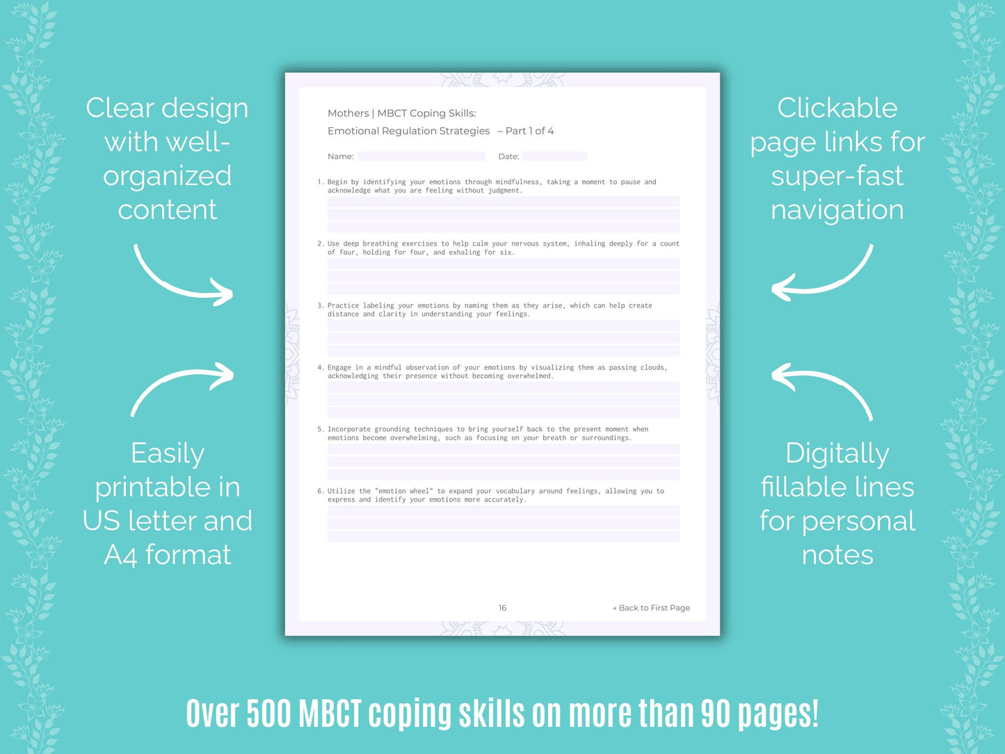 Mothers Mindfulness-Based Cognitive Therapy (MBCT) Counseling Templates