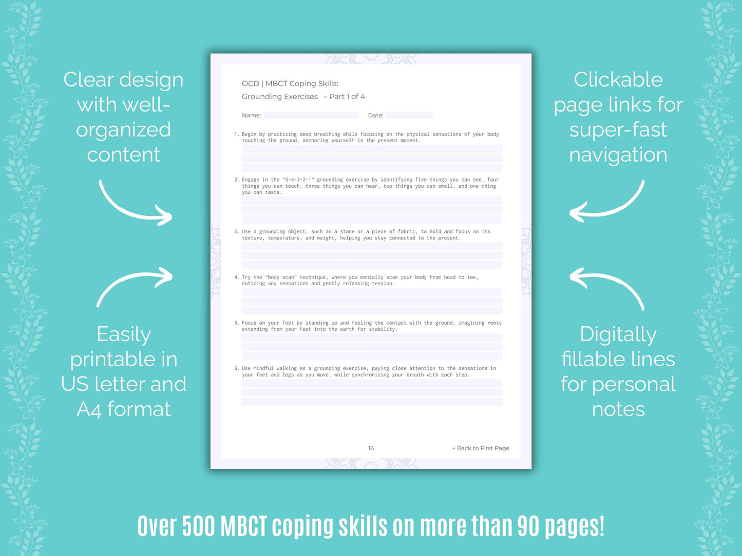 Obsessive-Compulsive Disorder (OCD) Mindfulness-Based Cognitive Therapy (MBCT) Counseling Templates