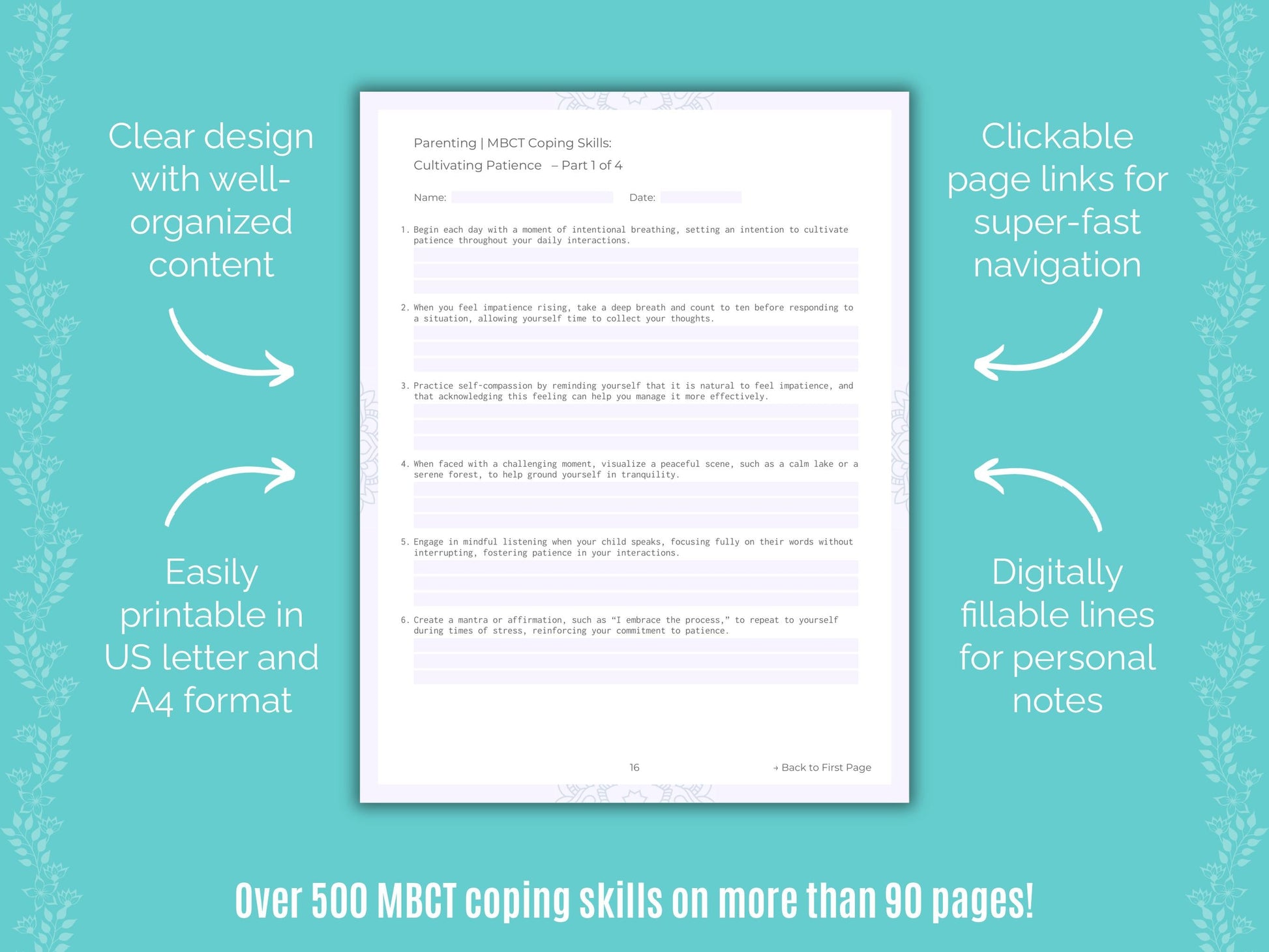 Parenting Mindfulness-Based Cognitive Therapy (MBCT) Counseling Templates