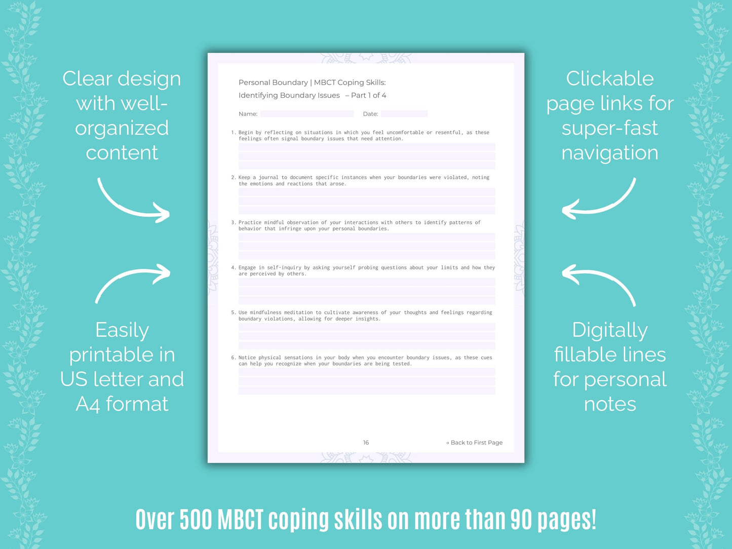 Personal Boundary Mindfulness-Based Cognitive Therapy (MBCT) Counseling Templates