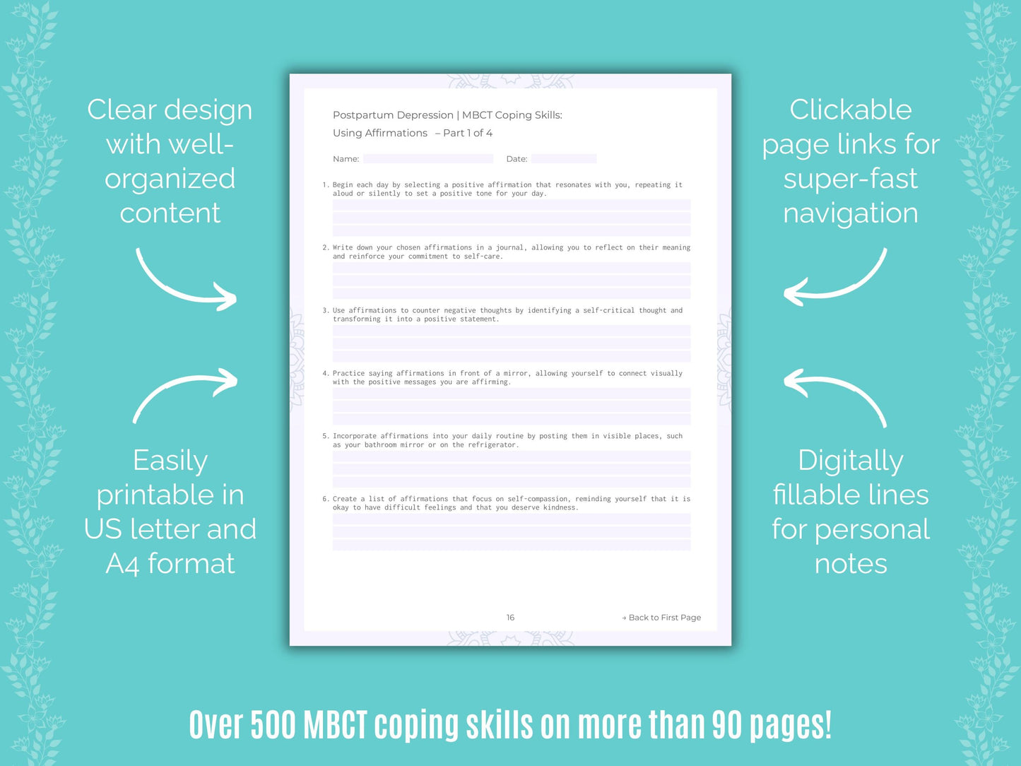 Postpartum Depression Mindfulness-Based Cognitive Therapy (MBCT) Counseling Templates