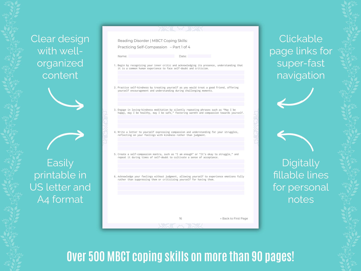 Reading Disorder Mindfulness-Based Cognitive Therapy (MBCT) Counseling Templates