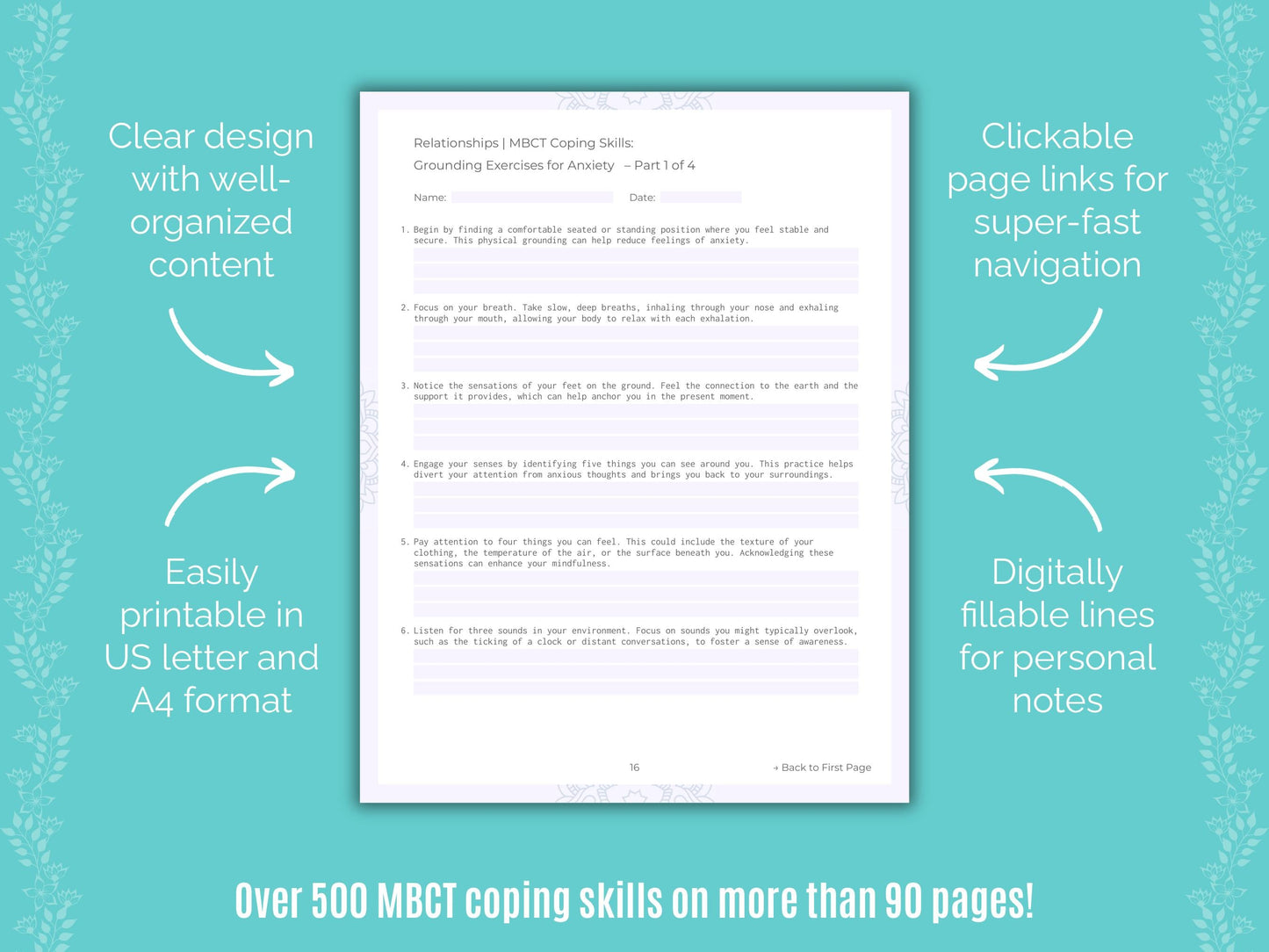 Relationships Mindfulness-Based Cognitive Therapy (MBCT) Counseling Templates