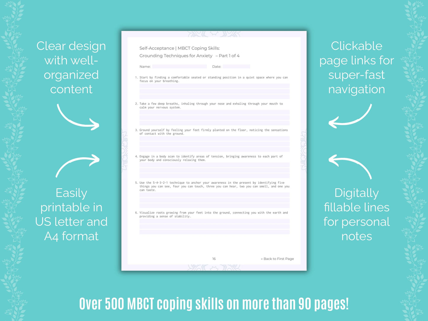 Self-Acceptance Mindfulness-Based Cognitive Therapy (MBCT) Counseling Templates