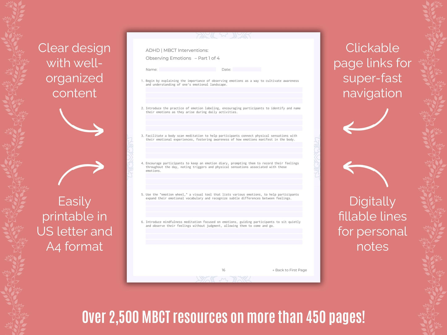 ADHD Mindfulness-Based Cognitive Therapy (MBCT) Counseling Templates