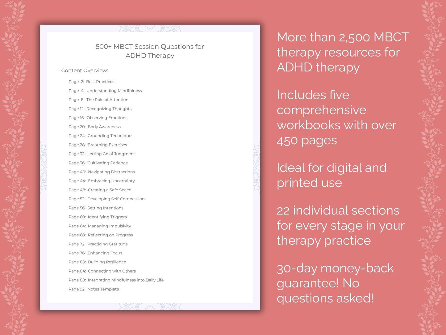 ADHD Mindfulness-Based Cognitive Therapy (MBCT) Therapist Worksheets