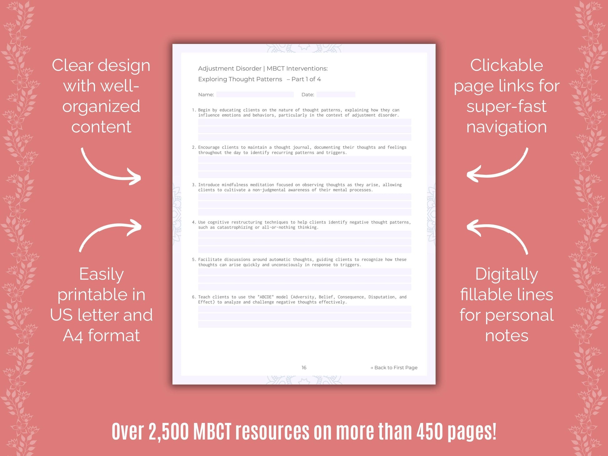 Adjustment Disorder Mindfulness-Based Cognitive Therapy (MBCT) Counseling Templates