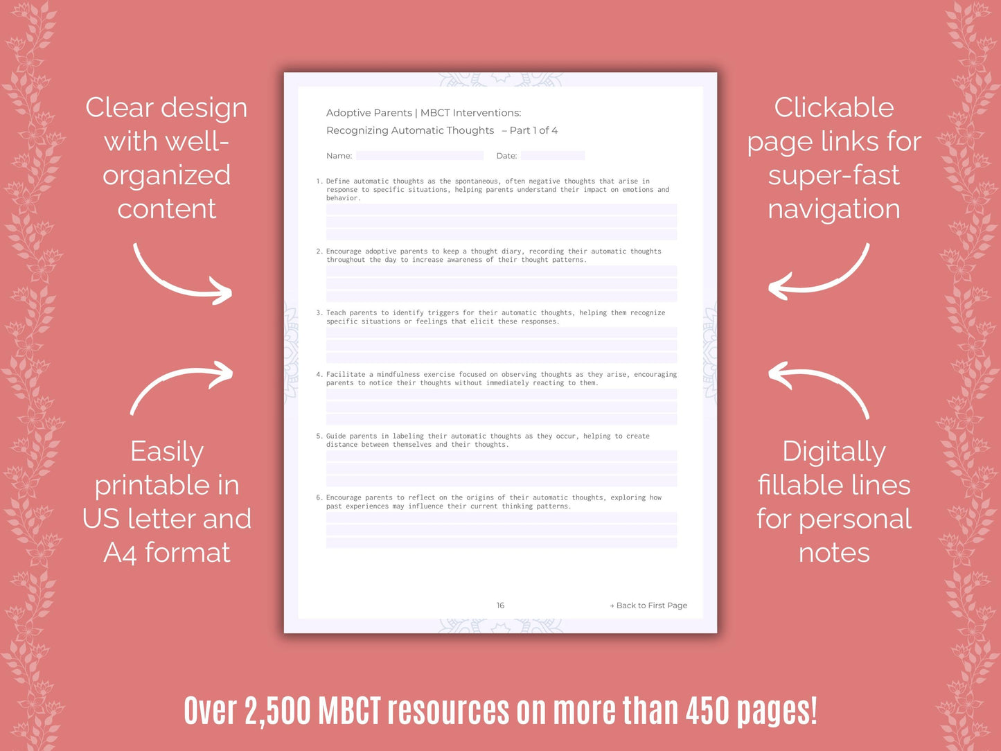 Adoptive Parents Mindfulness-Based Cognitive Therapy (MBCT) Counseling Templates