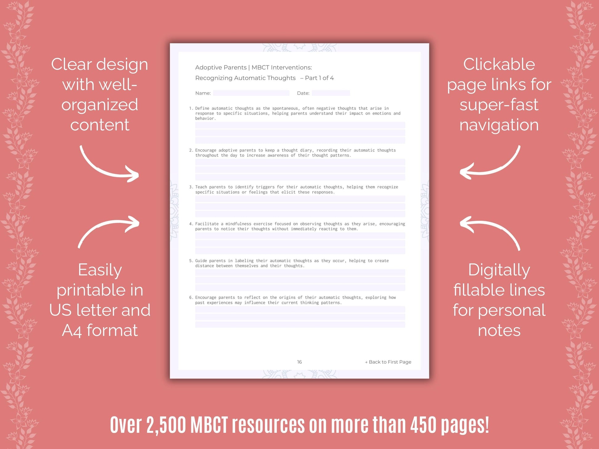 Adoptive Parents Mindfulness-Based Cognitive Therapy (MBCT) Counseling Templates