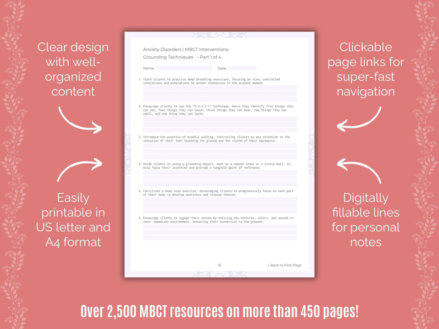 Anxiety Disorders Mindfulness-Based Cognitive Therapy (MBCT) Counseling Templates