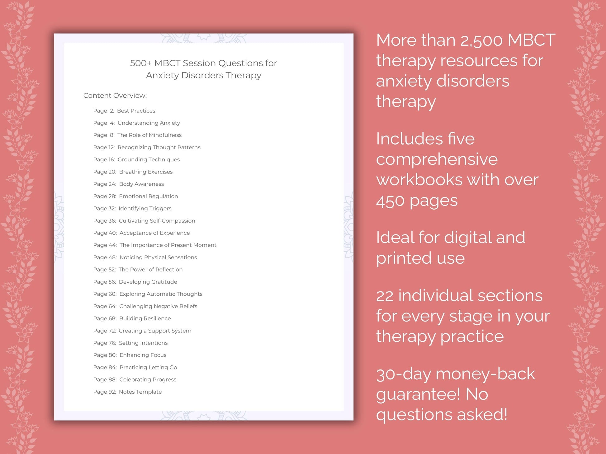 Anxiety Disorders Mindfulness-Based Cognitive Therapy (MBCT) Therapist Worksheets