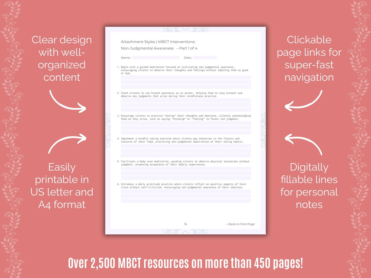 Attachment Styles Mindfulness-Based Cognitive Therapy (MBCT) Counseling Templates