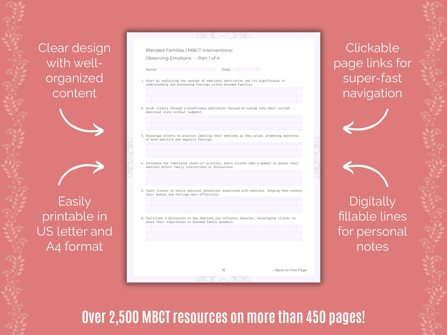 Blended Families Mindfulness-Based Cognitive Therapy (MBCT) Counseling Templates