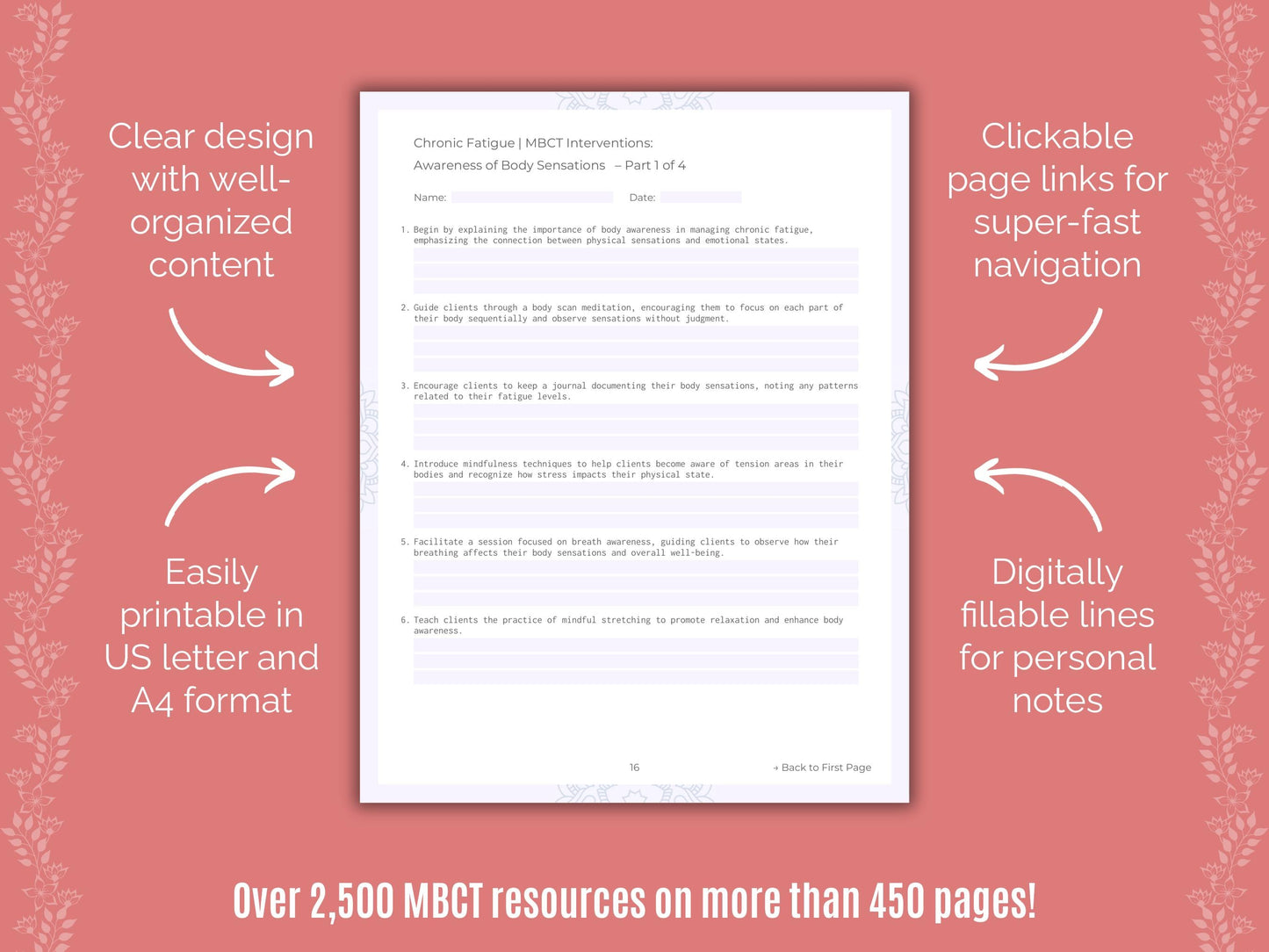 Chronic Fatigue Mindfulness-Based Cognitive Therapy (MBCT) Counseling Templates