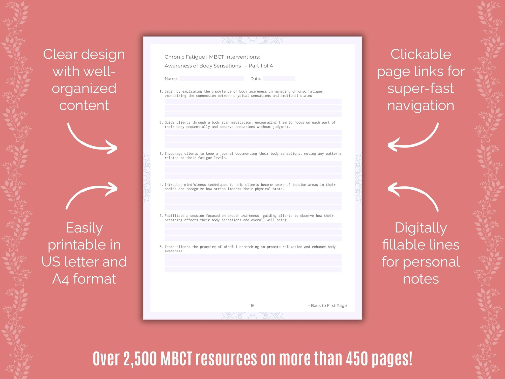 Chronic Fatigue Mindfulness-Based Cognitive Therapy (MBCT) Counseling Templates