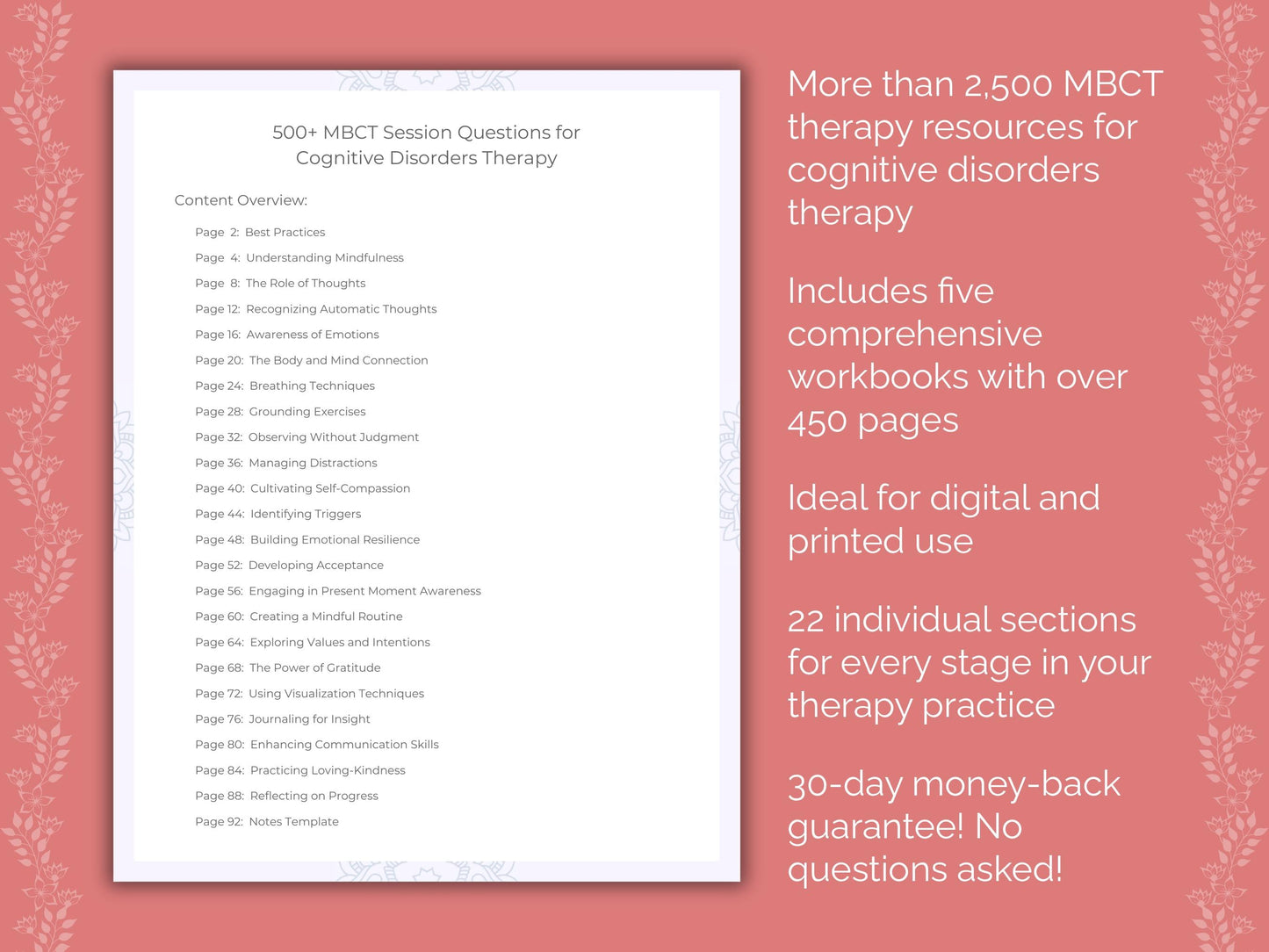 Cognitive Disorders Mindfulness-Based Cognitive Therapy (MBCT) Therapist Worksheets