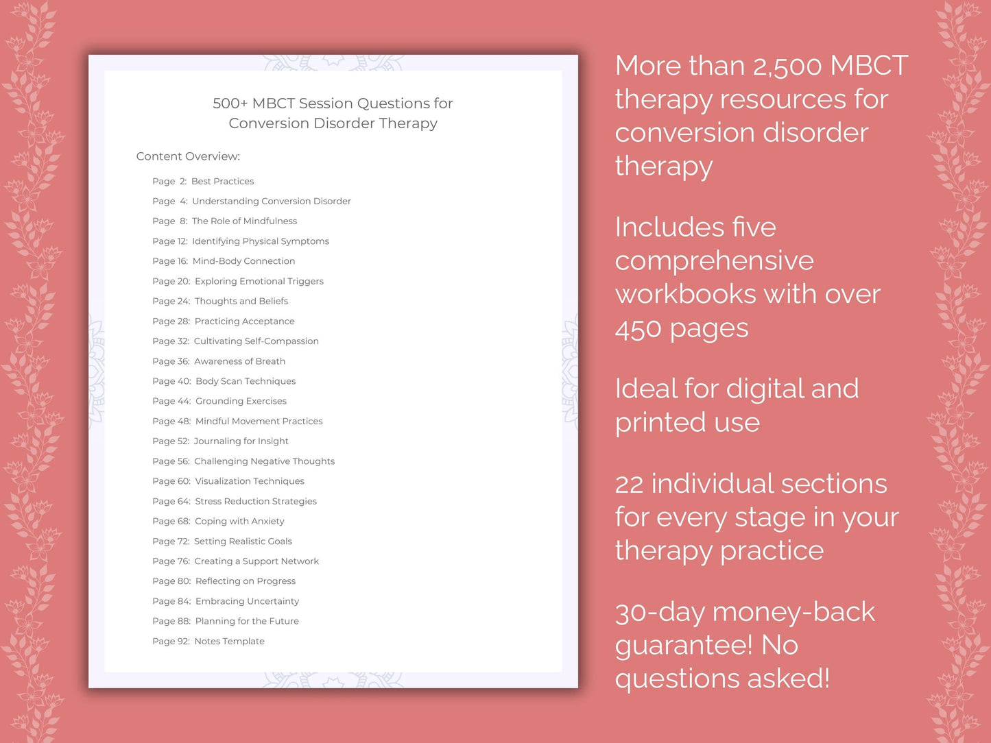 Conversion Disorder Mindfulness-Based Cognitive Therapy (MBCT) Therapist Worksheets
