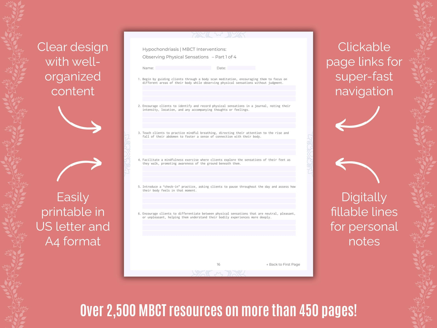 Hypochondriasis Mindfulness-Based Cognitive Therapy (MBCT) Counseling Templates