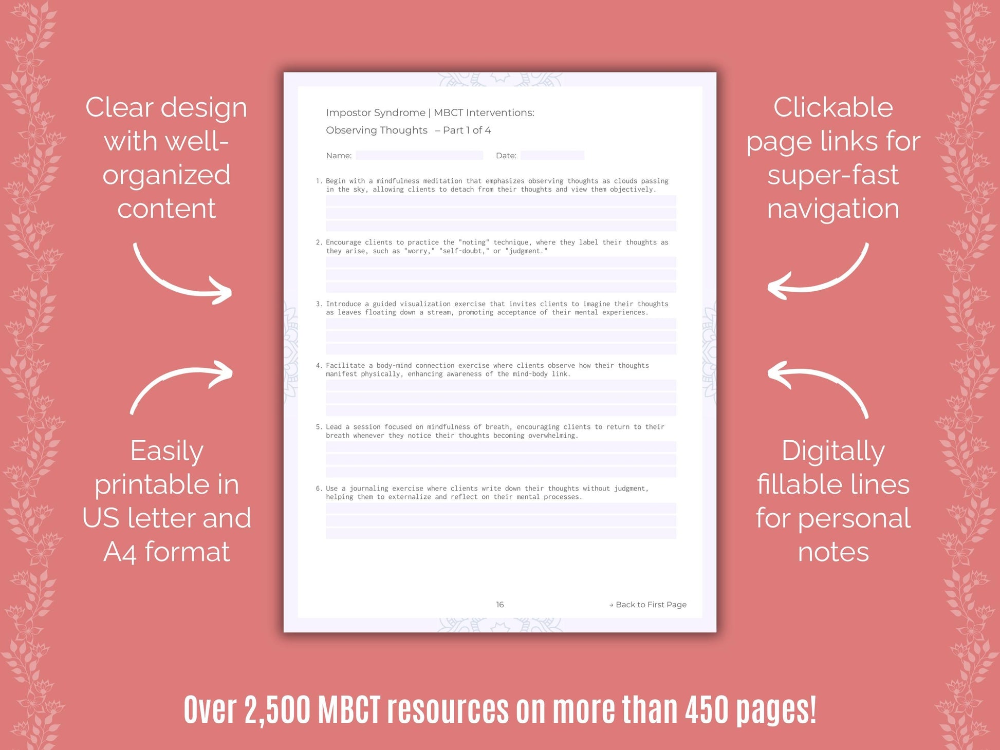 Impostor Syndrome Mindfulness-Based Cognitive Therapy (MBCT) Counseling Templates