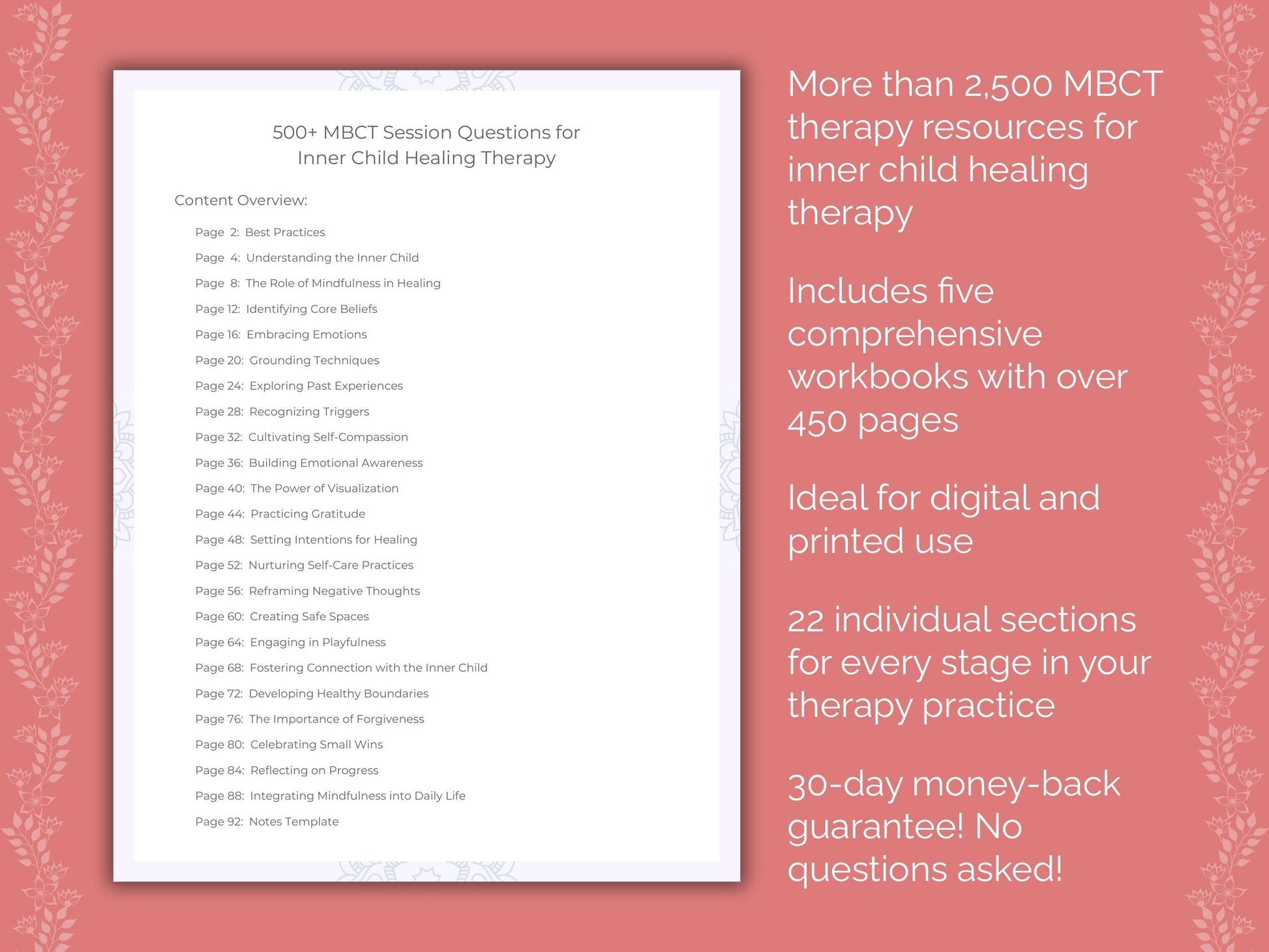 Inner Child Healing Mindfulness-Based Cognitive Therapy (MBCT) Therapist Worksheets