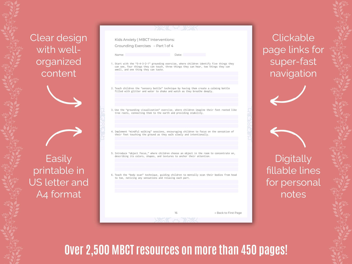 Kids Anxiety Mindfulness-Based Cognitive Therapy (MBCT) Counseling Templates