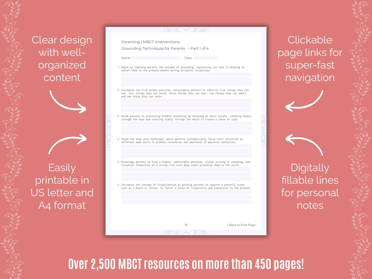 Parenting Mindfulness-Based Cognitive Therapy (MBCT) Counseling Templates