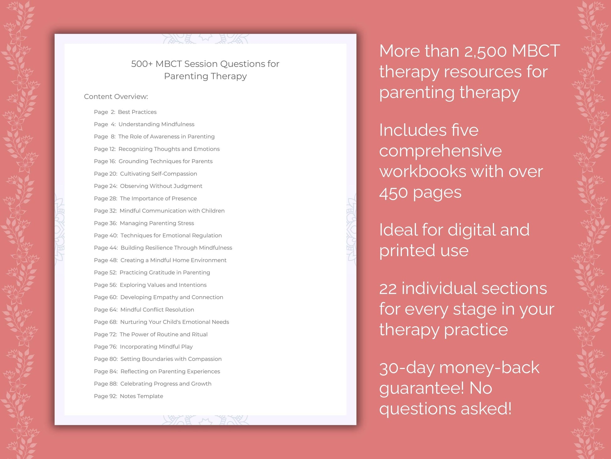 Parenting Mindfulness-Based Cognitive Therapy (MBCT) Therapist Worksheets