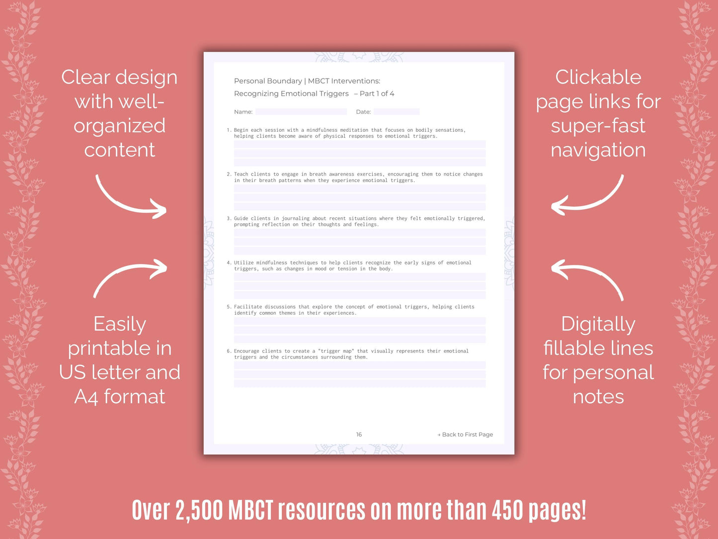 Personal Boundary Mindfulness-Based Cognitive Therapy (MBCT) Counseling Templates