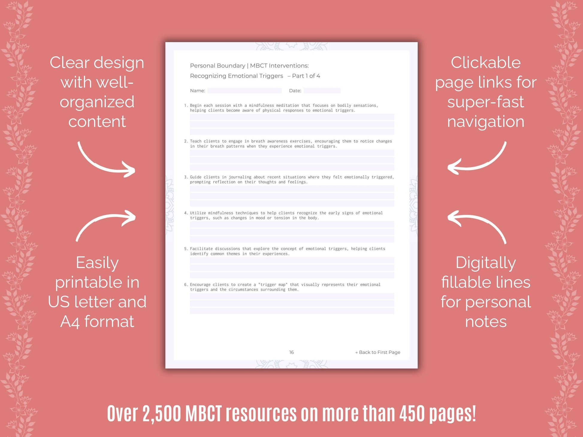 Personal Boundary Mindfulness-Based Cognitive Therapy (MBCT) Counseling Templates