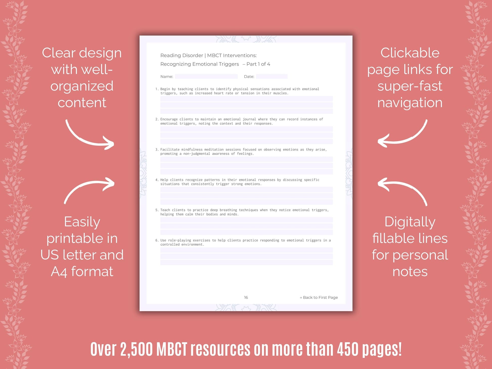 Reading Disorder Mindfulness-Based Cognitive Therapy (MBCT) Counseling Templates