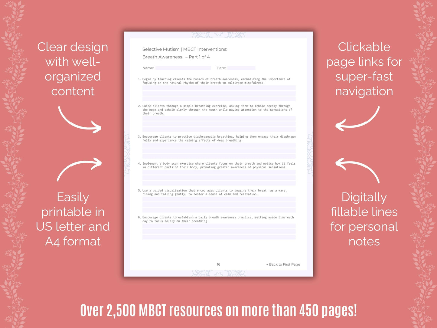 Selective Mutism Mindfulness-Based Cognitive Therapy (MBCT) Counseling Templates