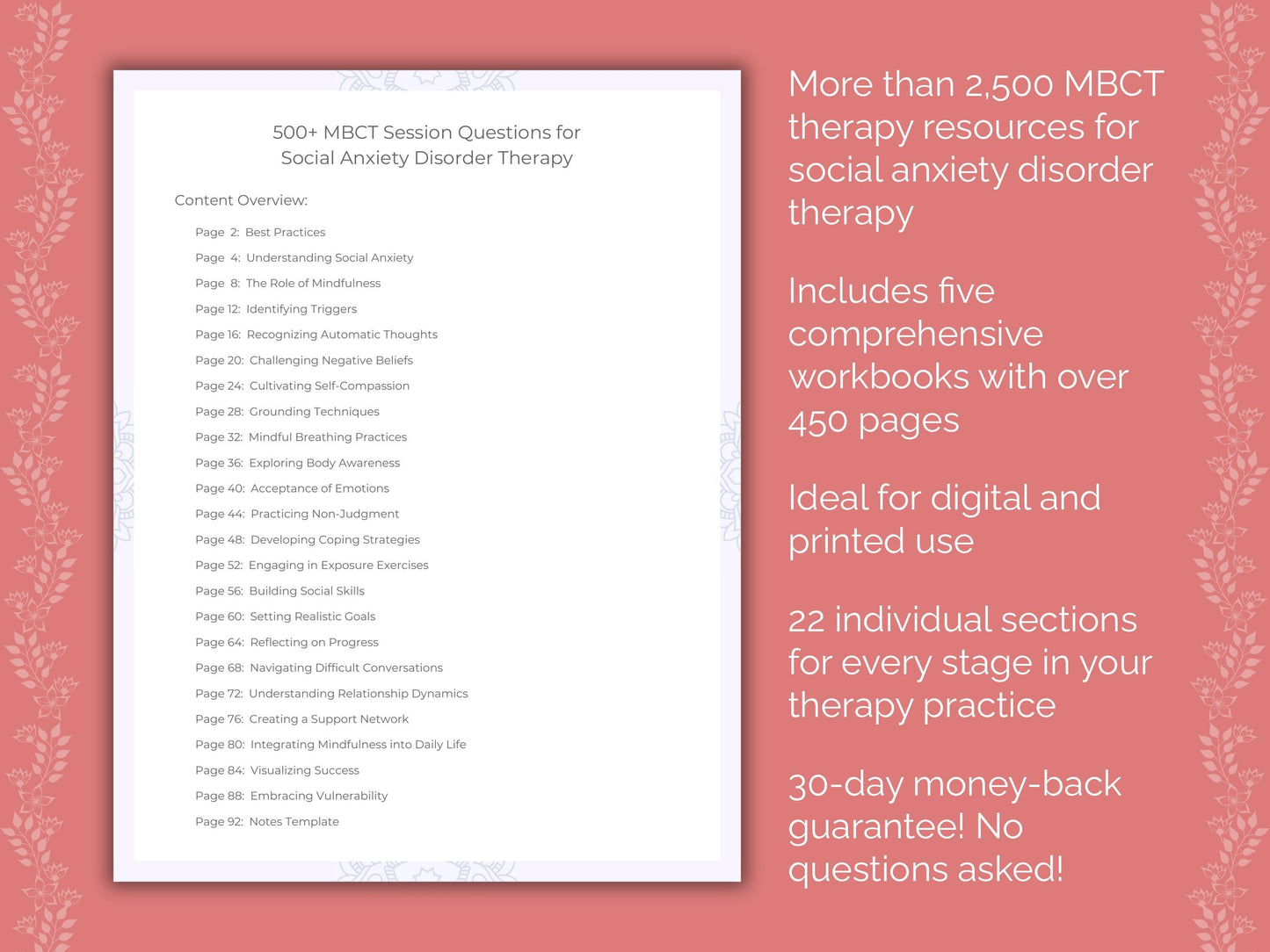 Social Anxiety Disorder Mindfulness-Based Cognitive Therapy (MBCT) Therapist Worksheets