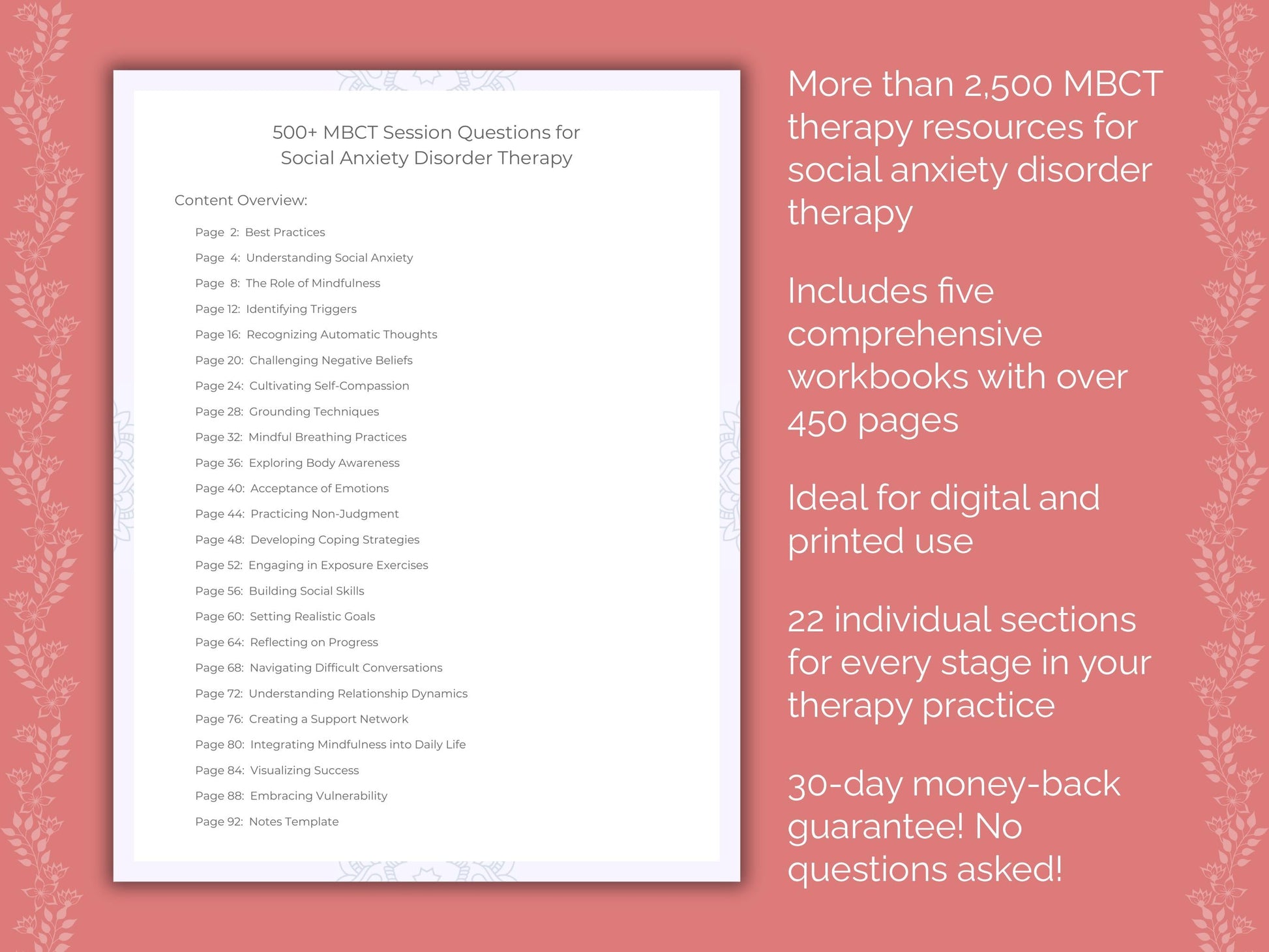 Social Anxiety Disorder Mindfulness-Based Cognitive Therapy (MBCT) Therapist Worksheets