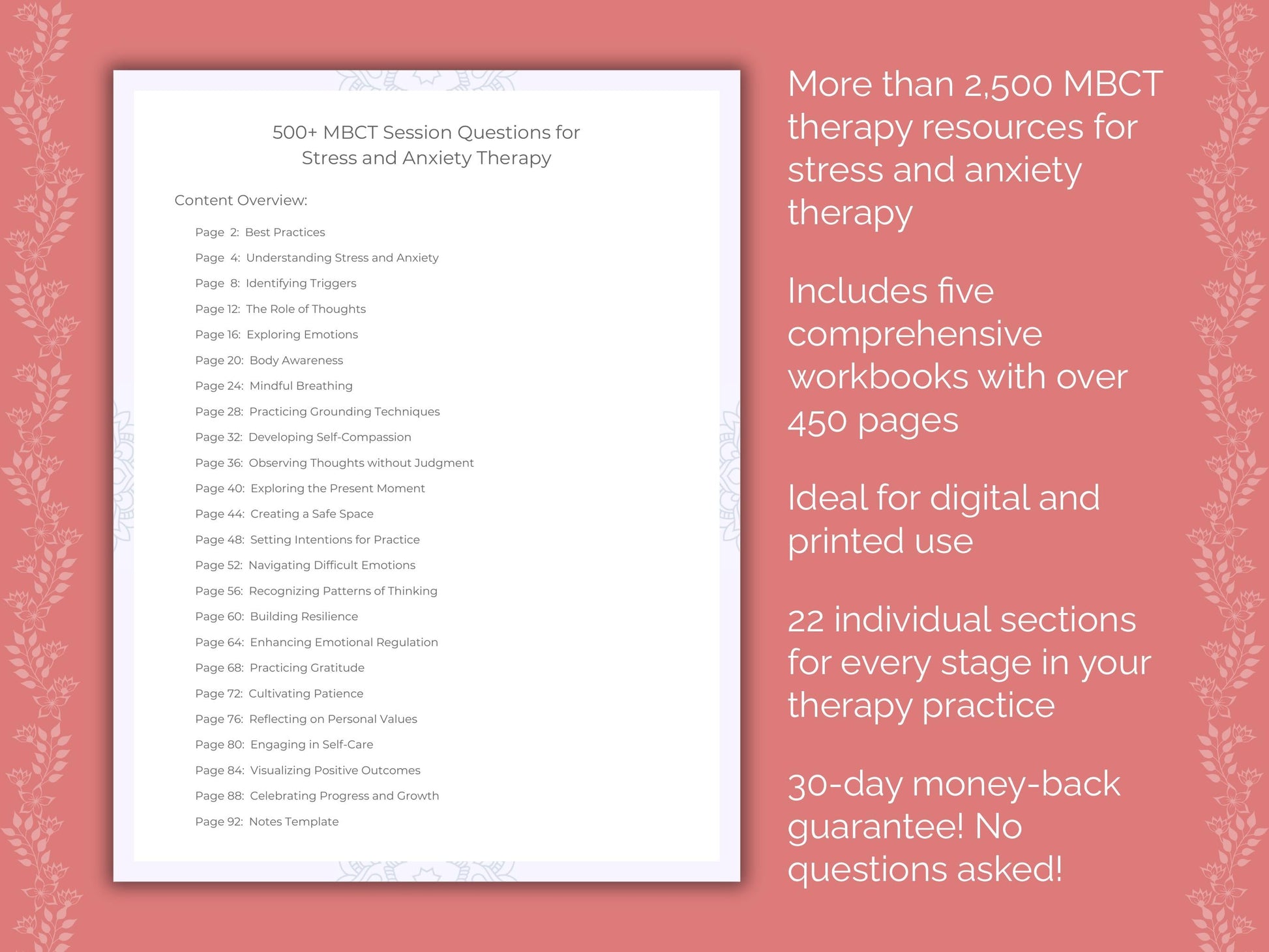 Stress and Anxiety Mindfulness-Based Cognitive Therapy (MBCT) Therapist Worksheets