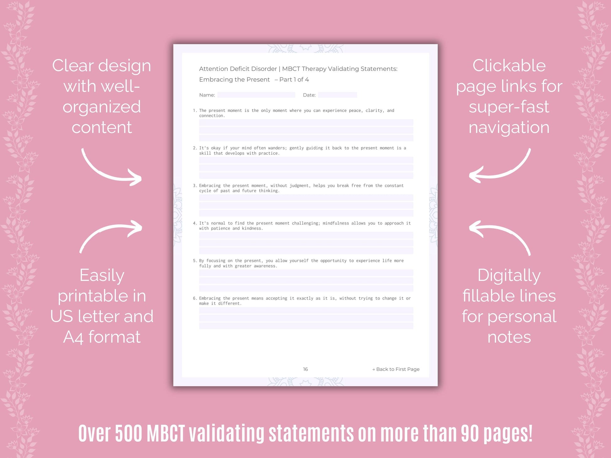 Attention Deficit Disorder (ADD) Mindfulness-Based Cognitive Therapy (MBCT) Counseling Templates