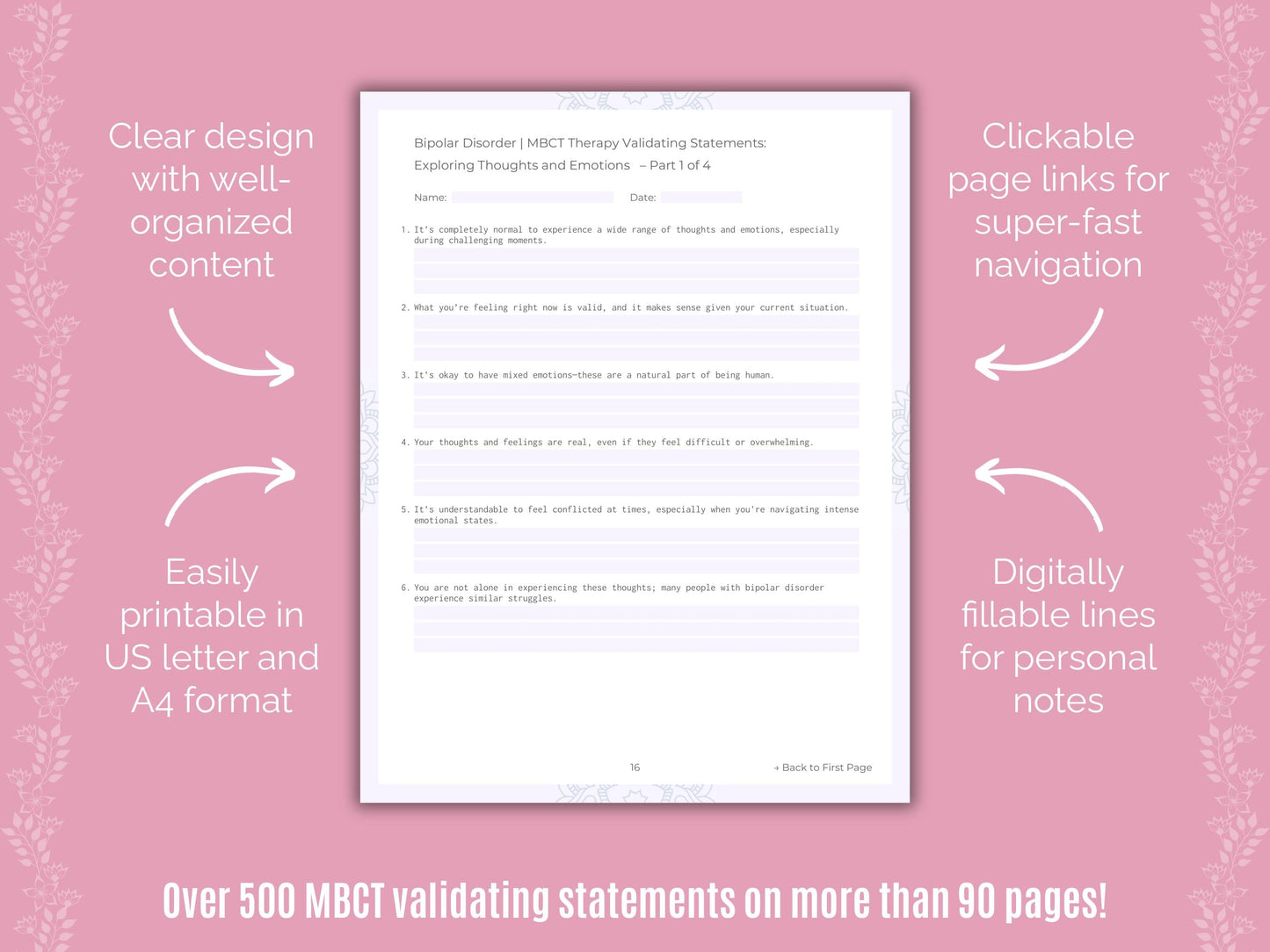 Bipolar Disorder Mindfulness-Based Cognitive Therapy (MBCT) Counseling Templates