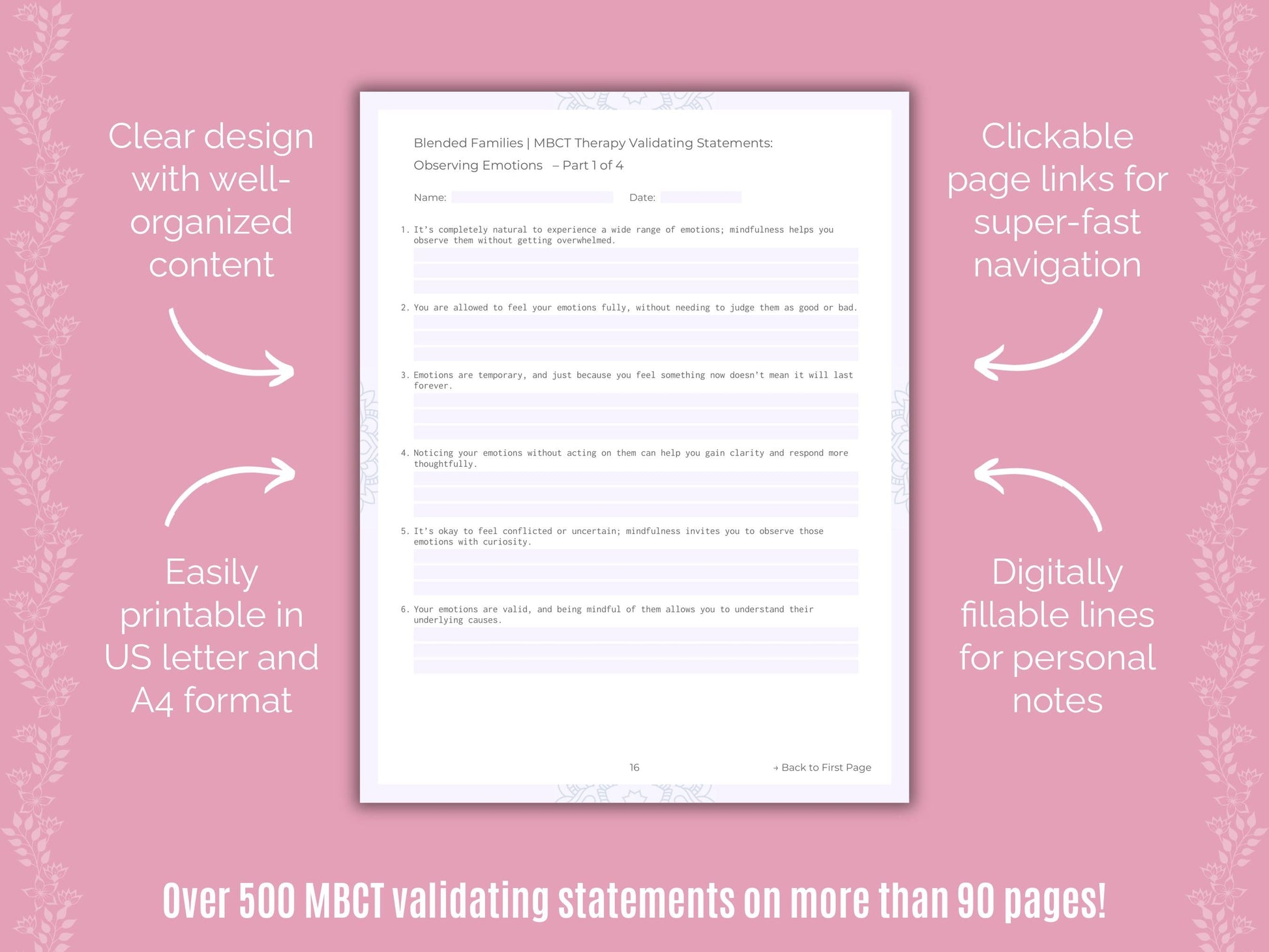 Blended Families Mindfulness-Based Cognitive Therapy (MBCT) Counseling Templates