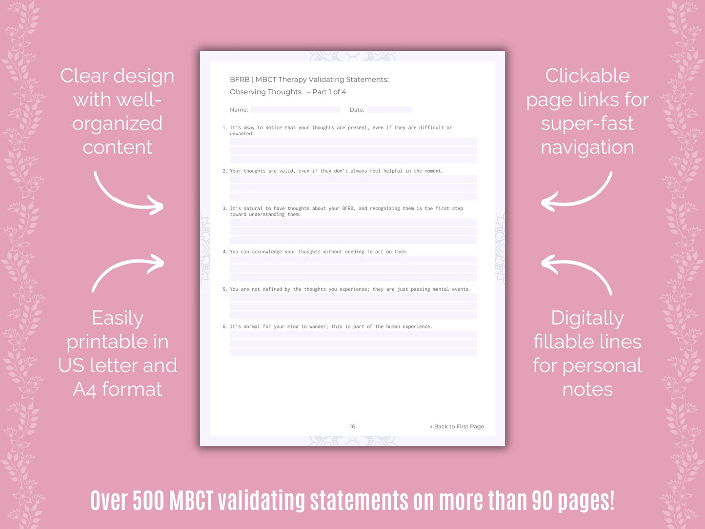 Body-Focused Repetitive Behavior (BFRB) Mindfulness-Based Cognitive Therapy (MBCT) Counseling Templates