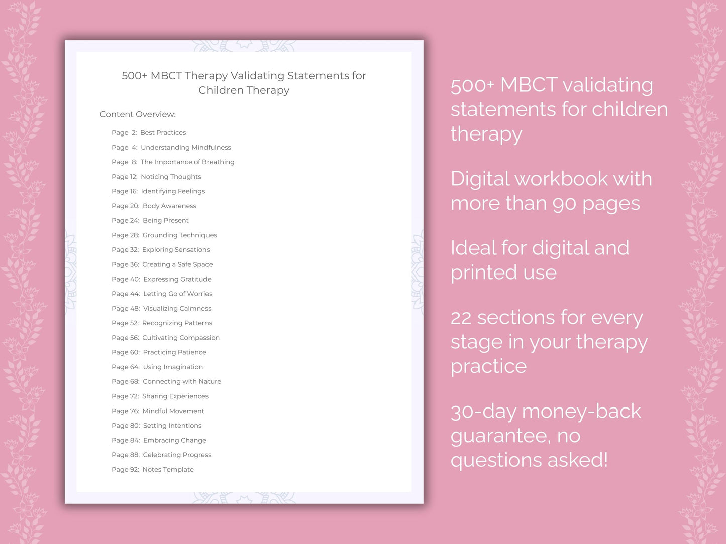 Children Mindfulness-Based Cognitive Therapy (MBCT) Therapist Worksheets