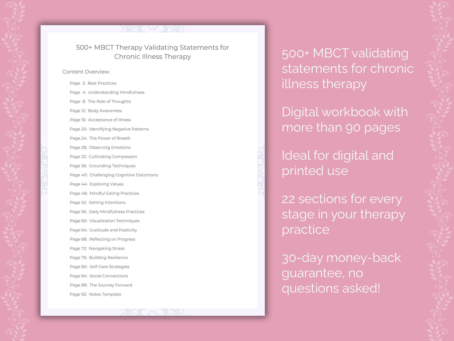 Chronic Illness Mindfulness-Based Cognitive Therapy (MBCT) Therapist Worksheets
