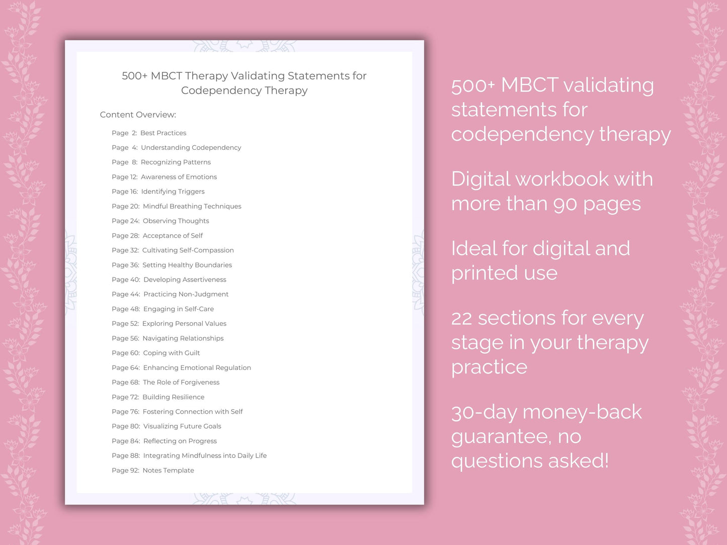 Codependency Mindfulness-Based Cognitive Therapy (MBCT) Therapist Worksheets