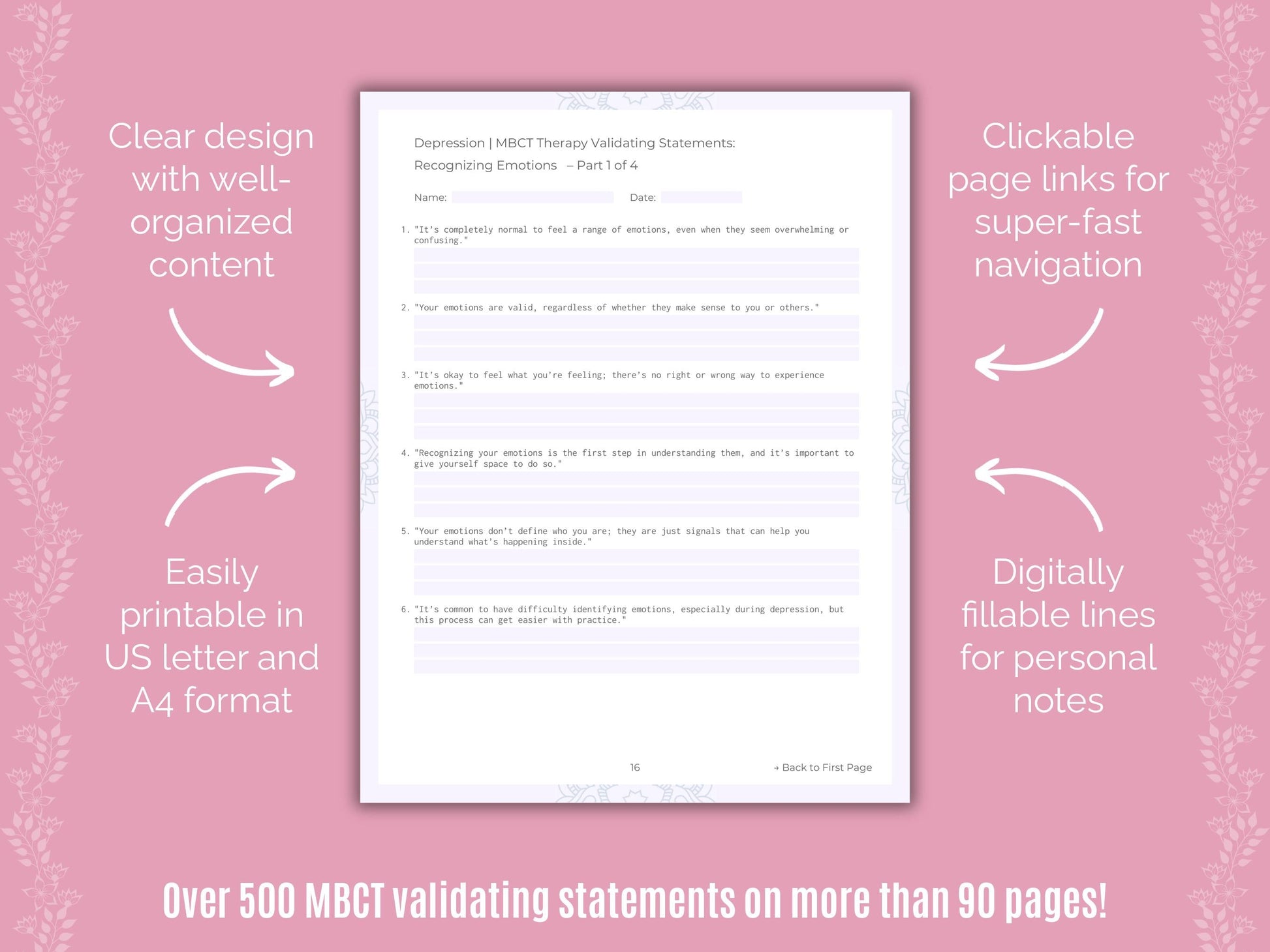 Depression Mindfulness-Based Cognitive Therapy (MBCT) Counseling Templates