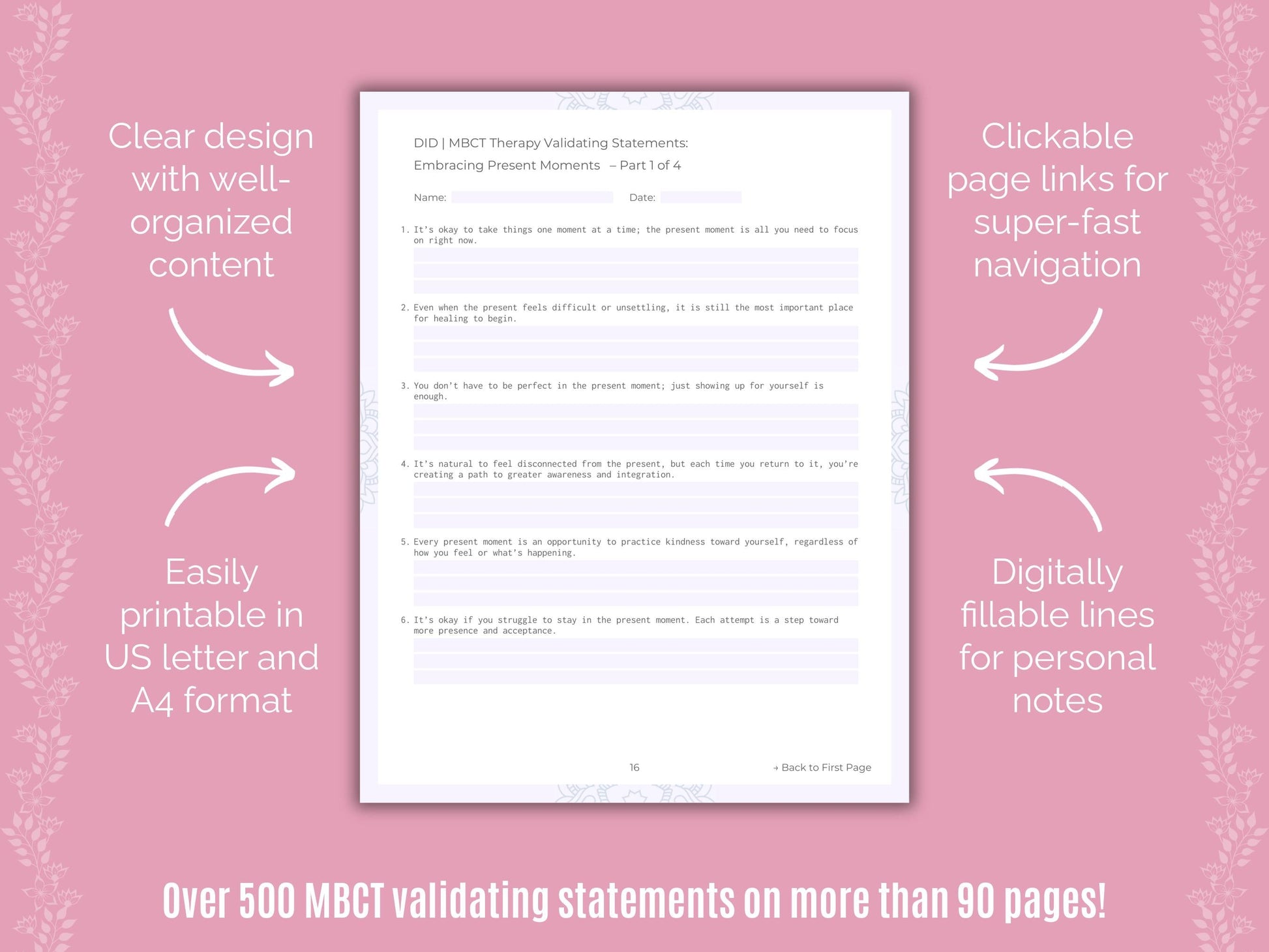 Dissociative Identity Disorder (DID) Mindfulness-Based Cognitive Therapy (MBCT) Counseling Templates